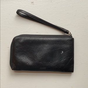 Hobo black leather wallet wristlet
